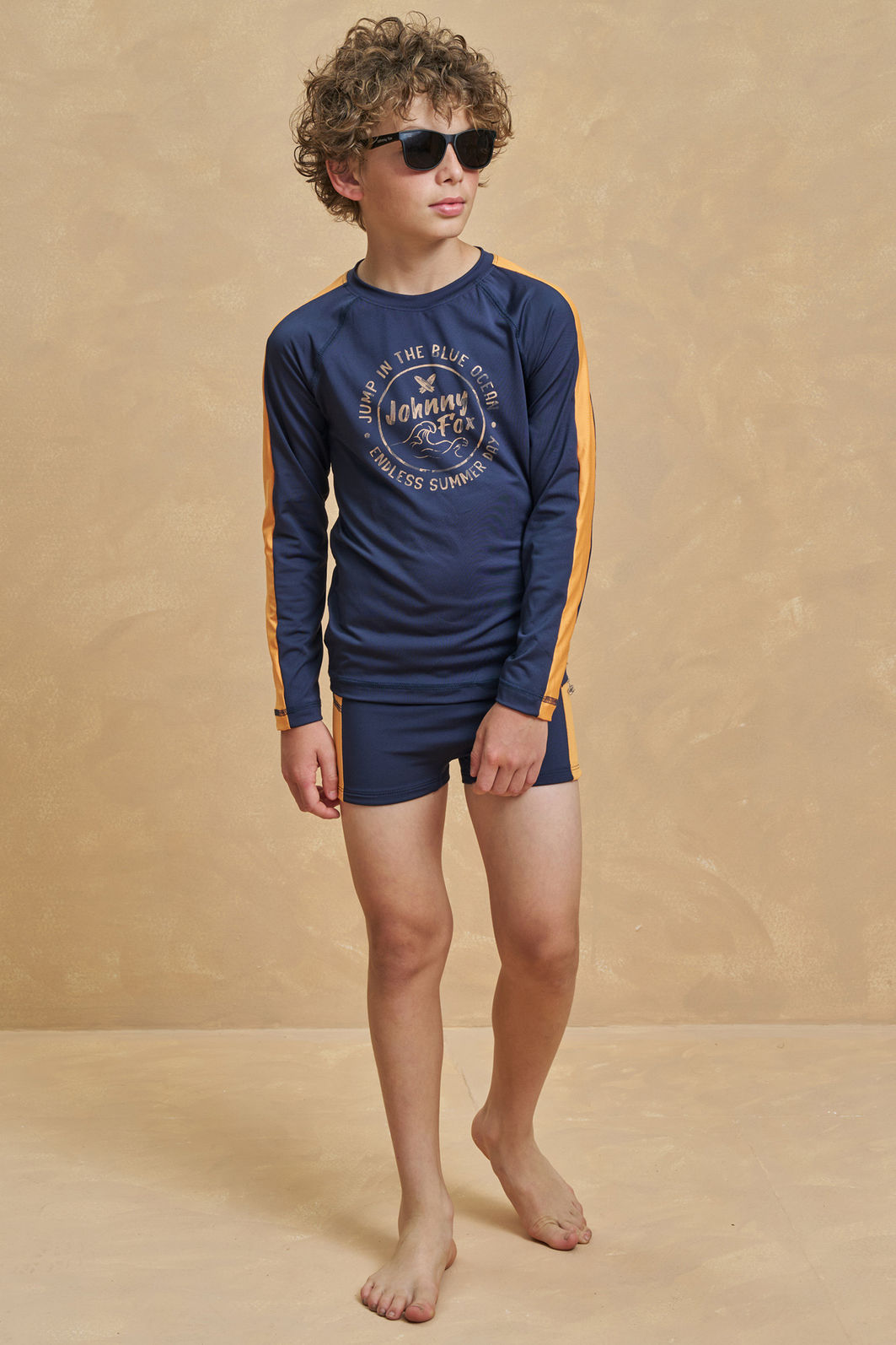 Conjunto de camiseta e sunga em malha uv dry com proteção UV50+ 93343 Johnny Fox Teen Menino Conjunto de camiseta e sunga em malha uv dry com proteção UV50+ 93343 Johnny Fox Teen Menino