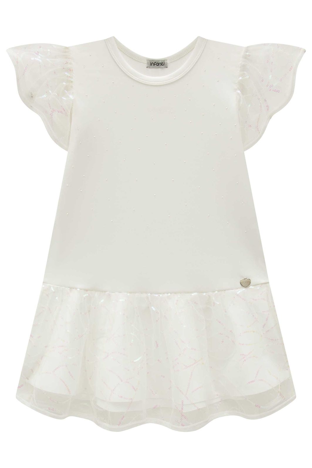 Vestido em fly tech e tule paetê 95719 Infanti Infantil Menina Vestido em fly tech e tule paetê 95719 Infanti Infantil Menina