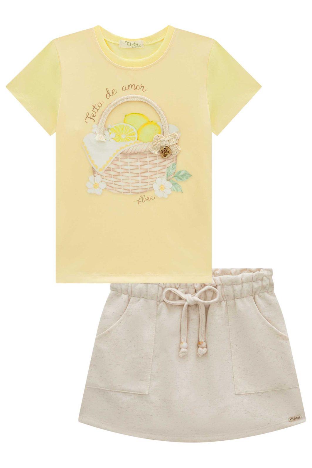 Conjunto de blusa em meia malha com short saia em moletom sem pelúcia 98875 Infanti Infantil Menina Conjunto de blusa em meia malha com short saia em moletom sem pelúcia 98875 Infanti Infantil Menina