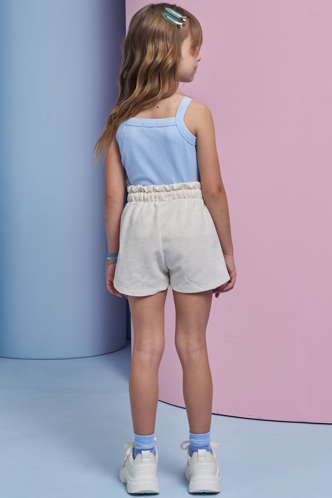 Shorts em moletom sem pelúcia 94374 Infanti Infantil Menina