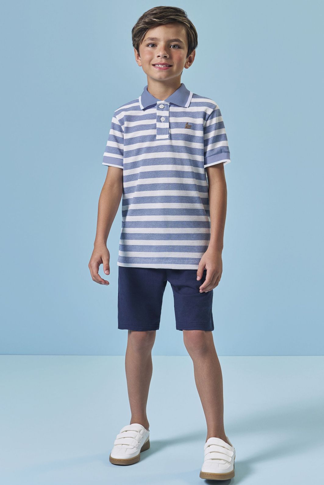 Conjunto de camisa polo em malha brizza e bermuda em sarja girassol com elastano 96015 LucBoo Infantil Menino Conjunto de camisa polo em malha brizza e bermuda em sarja girassol com elastano 96015 LucBoo Infantil Menino