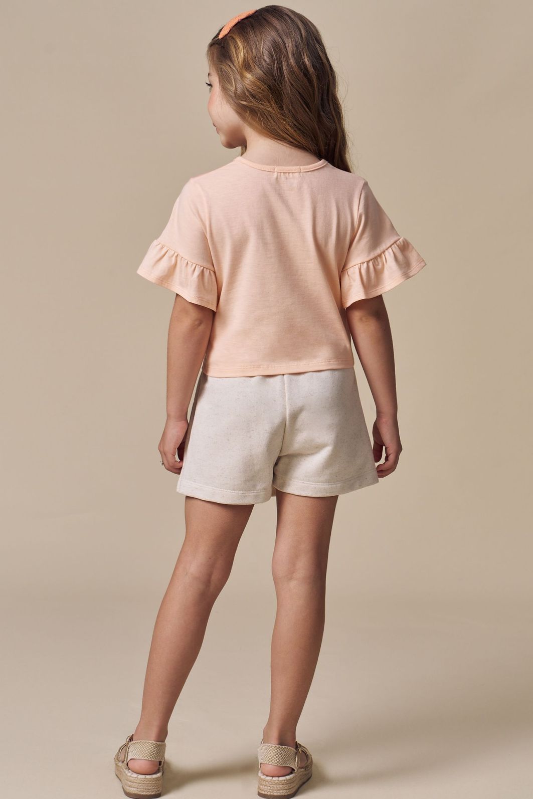 Conjunto de blusa em meia malha com short saia em moletom sem pelúcia 96922 Infanti Infantil Menina