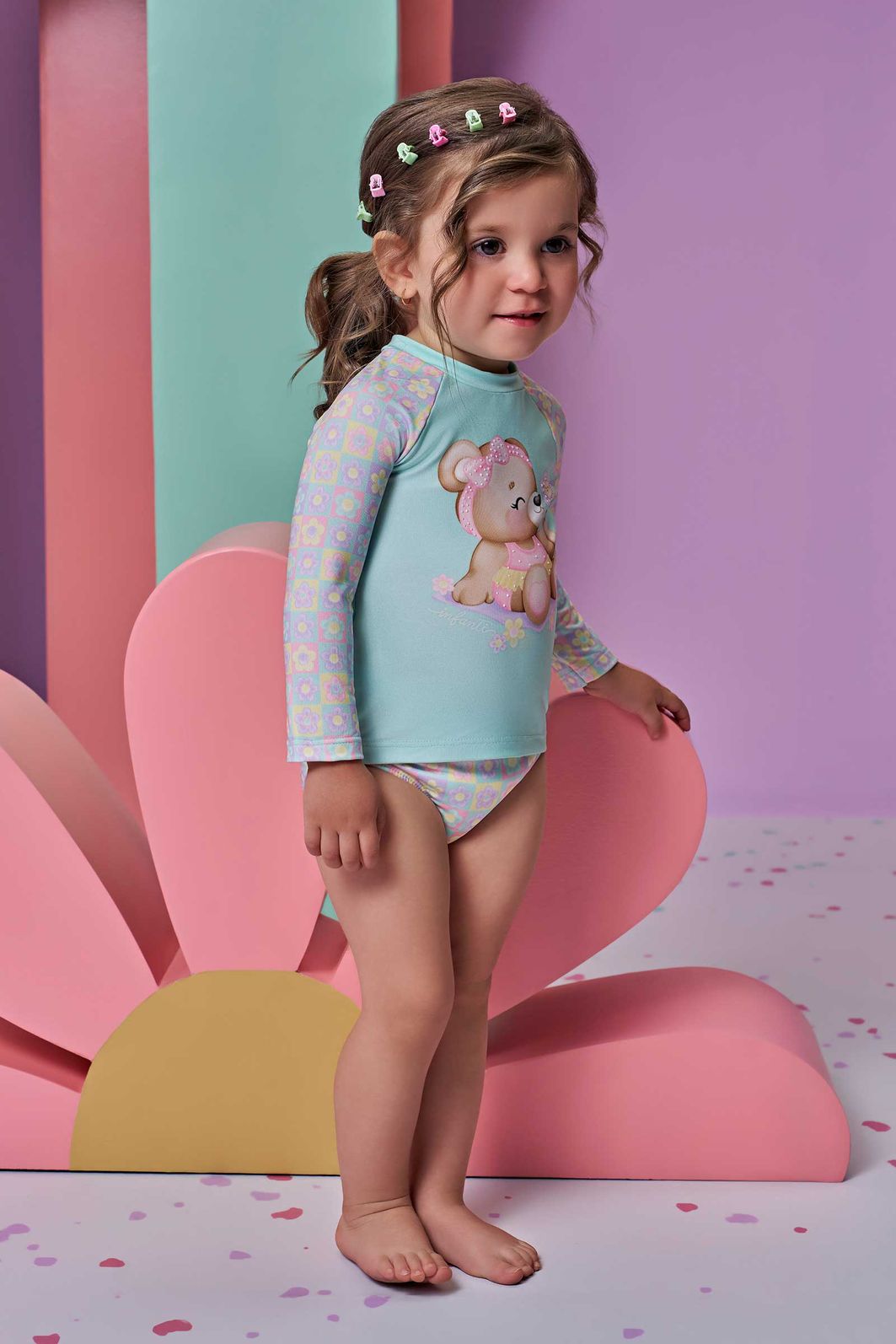 Conjunto de blusa e calcinha em malha UV dry com proteção UV 50+ 93187 Infanti Bebê Menina Conjunto de blusa e calcinha em malha UV dry com proteção UV 50+ 93187 Infanti Bebê Menina