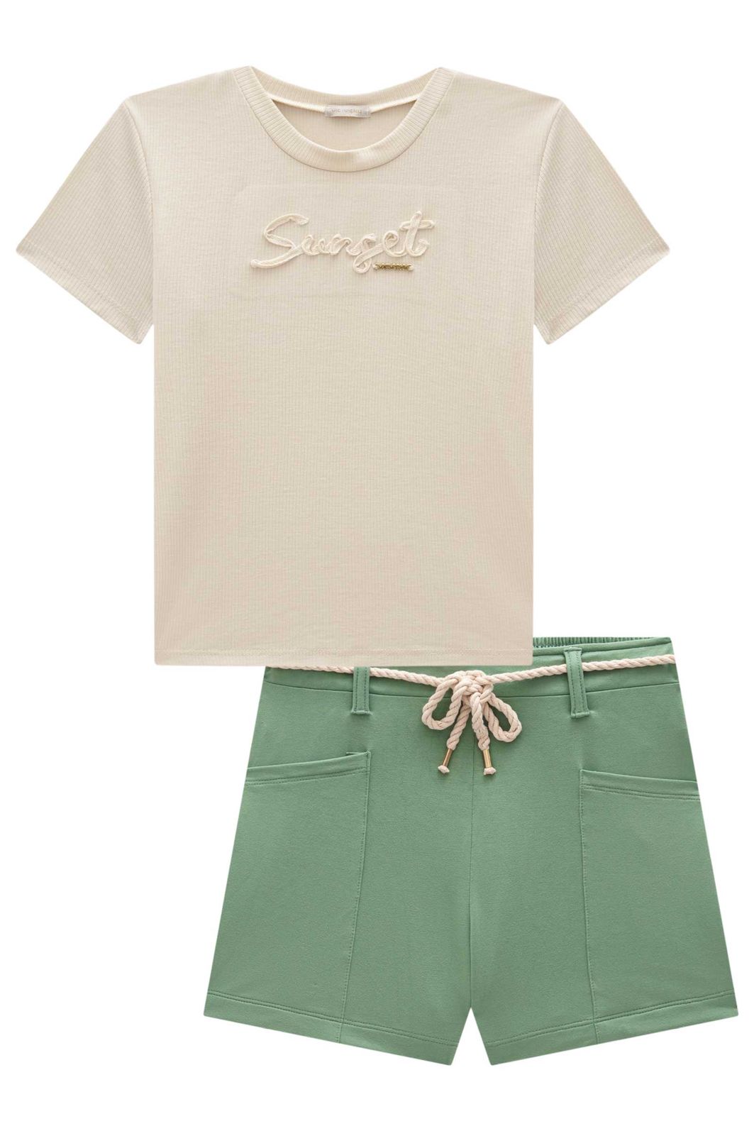 Conjunto de blusa em canelado luna de viscose e shorts em molevisco 96896 Vic Teen Menina Conjunto de blusa em canelado luna de viscose e shorts em molevisco 96896 Vic Teen Menina