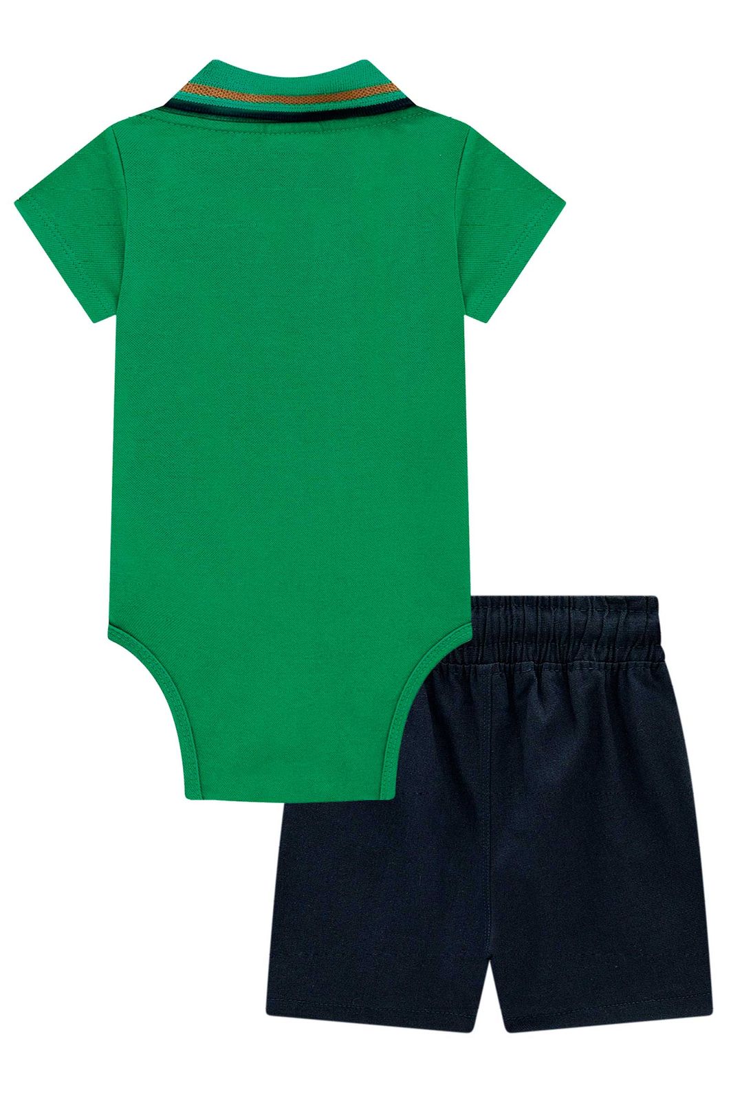 Conjunto de body polo em piquet com elastano e bermuda em linho santorine com elastano 98005 LucBoo Bebê Menino Conjunto de body polo em piquet com elastano e bermuda em linho santorine com elastano 98005 LucBoo Bebê Menino