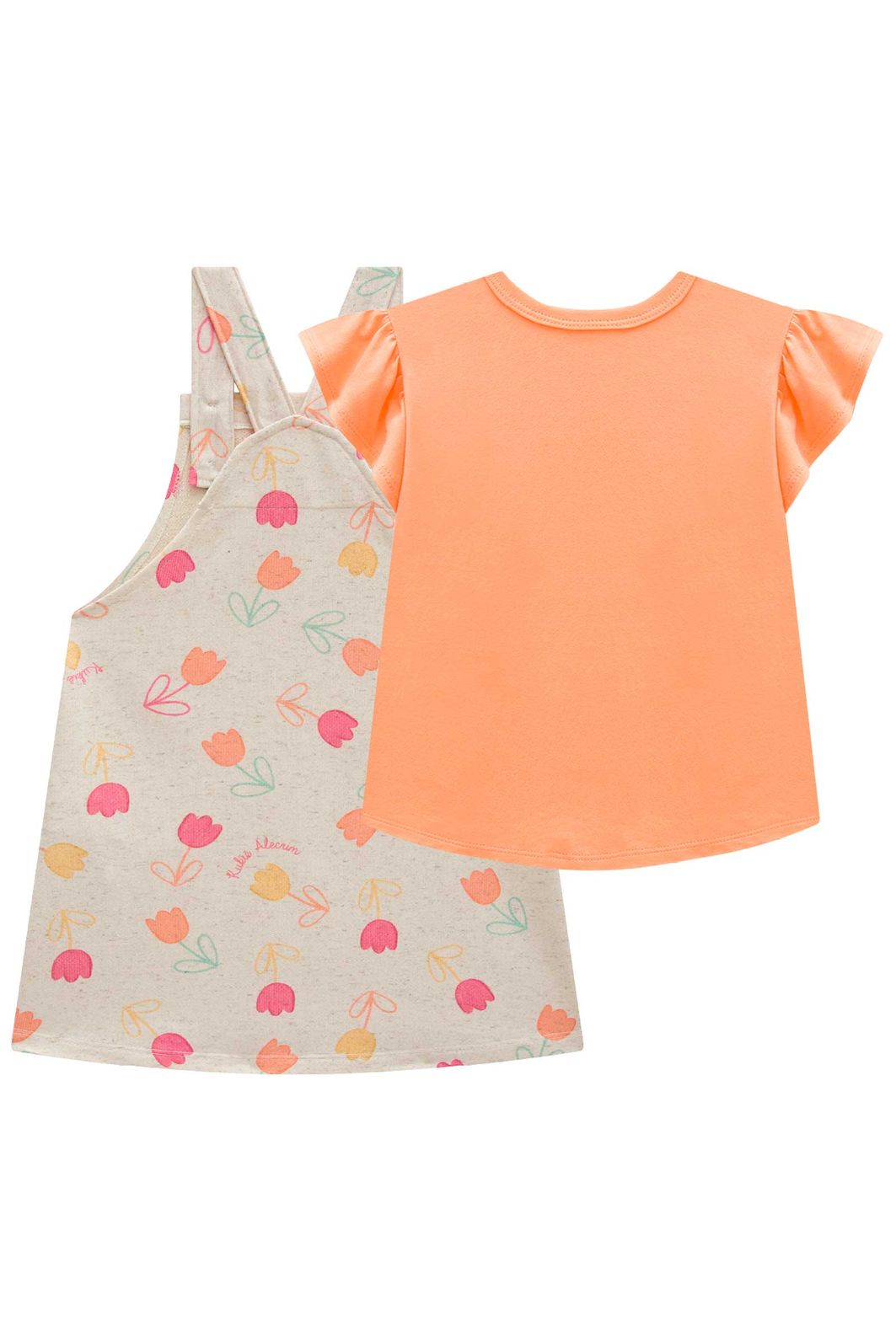 Conjunto de blusa em meia malha e salopete em moletom linho sem pelúcia 99564 Kukiê Infantil Menina Conjunto de blusa em meia malha e salopete em moletom linho sem pelúcia 99564 Kukiê Infantil Menina