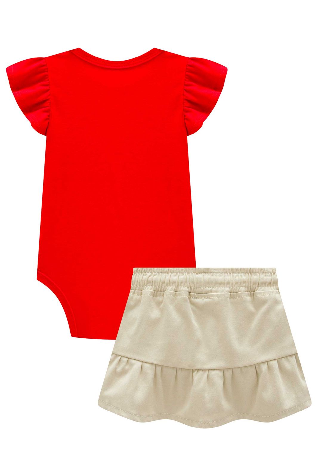 Conjunto de body em cotton e saia em sarja com elastano 98599 Infanti Bebê Menina Conjunto de body em cotton e saia em sarja com elastano 98599 Infanti Bebê Menina