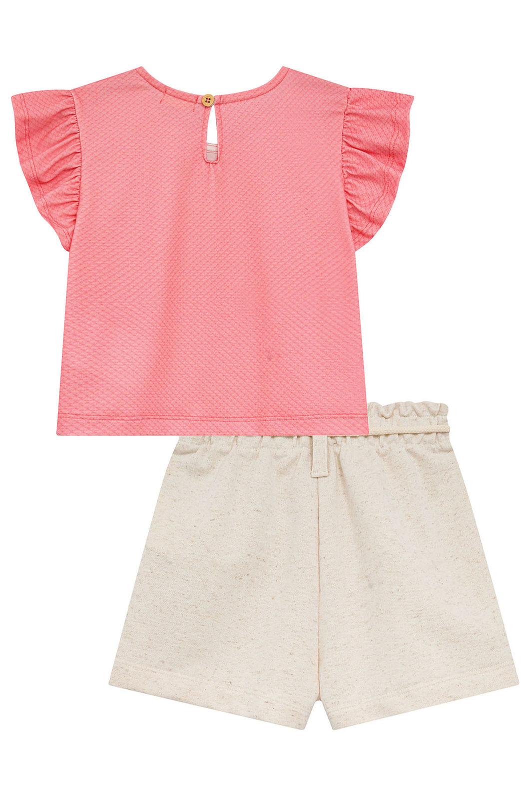 Conjunto de blusa em malha fresh e short saia em moletom sem pelúcia 94783 Kukiê Infantil Menina