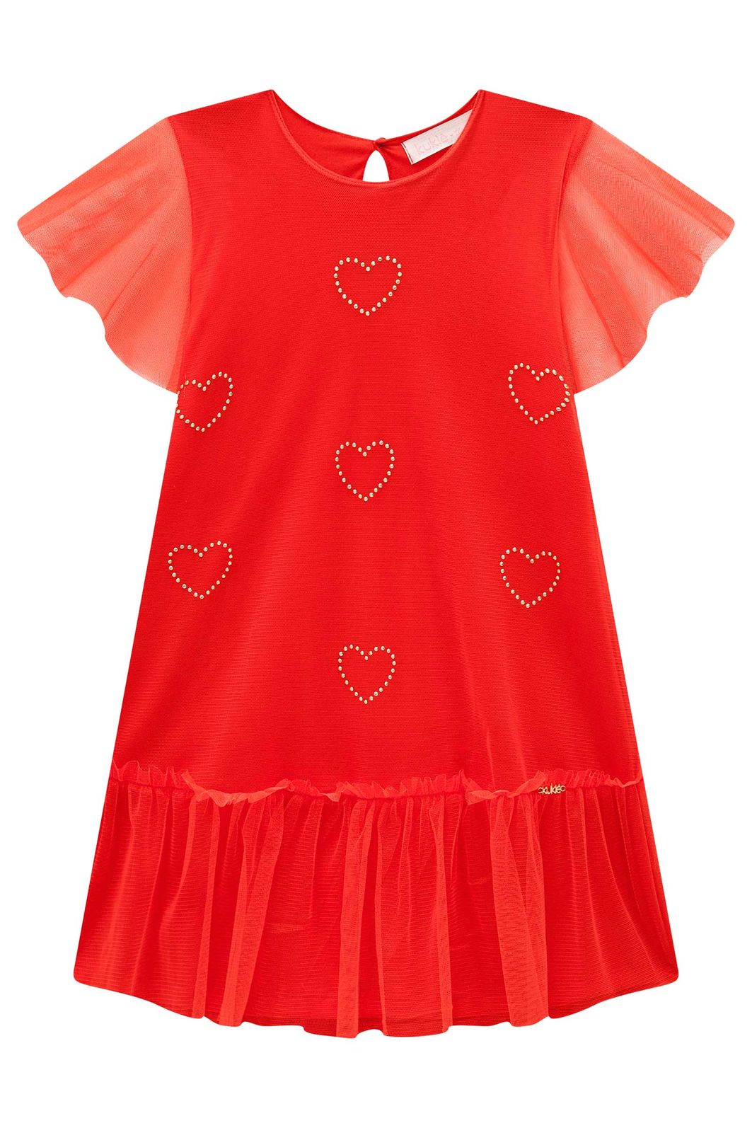 Vestido em cotton e tule com elastano 98900 Kukiê Infantil Menina Vestido em cotton e tule com elastano 98900 Kukiê Infantil Menina