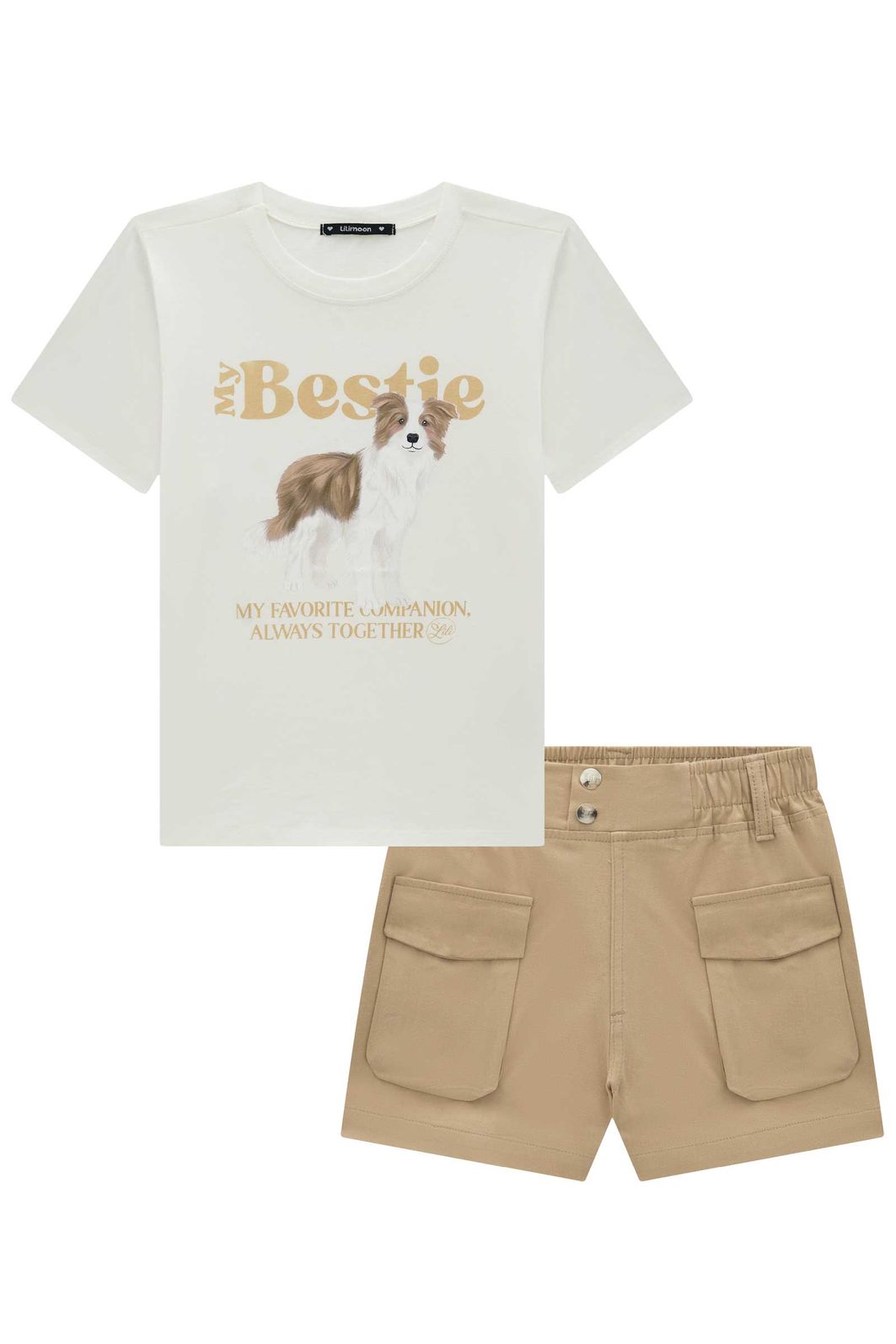 Conjunto de camiseta comfy em meia malha e shorts em sarja com elastano 96245 Lilimoon Teen Menina Conjunto de camiseta comfy em meia malha e shorts em sarja com elastano 96245 Lilimoon Teen Menina