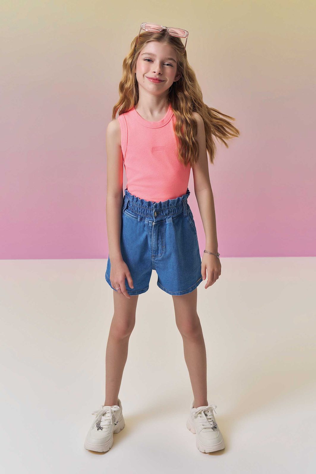 Shorts em jeans com elastano 94991 Vic Teen Menina