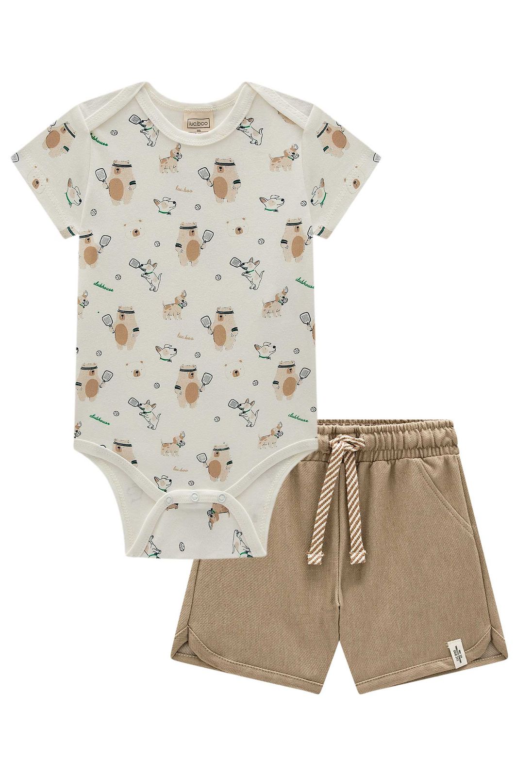 Conjunto de body em suedine e bermuda em cotton jeans com elastano 97996 LucBoo Bebê Menino Conjunto de body em suedine e bermuda em cotton jeans com elastano 97996 LucBoo Bebê Menino