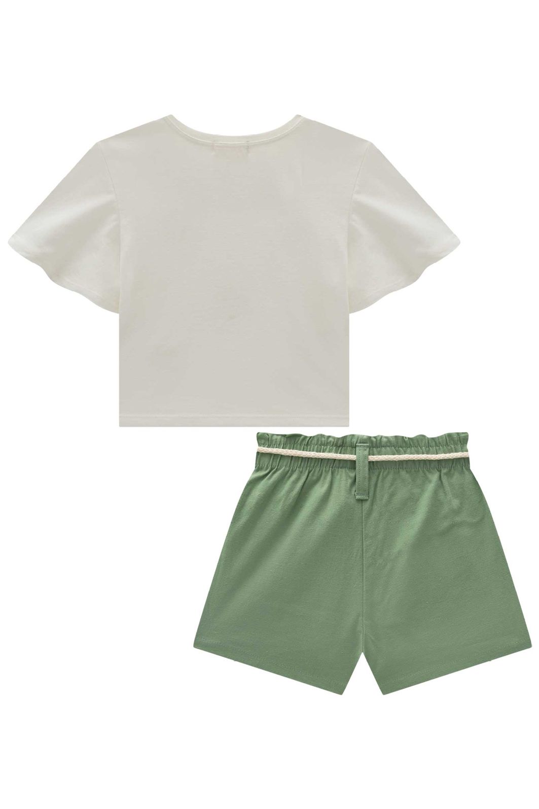 Conjunto de blusa em meia malha e shorts em linho com elastano 97539 Infanti Infantil Menina
