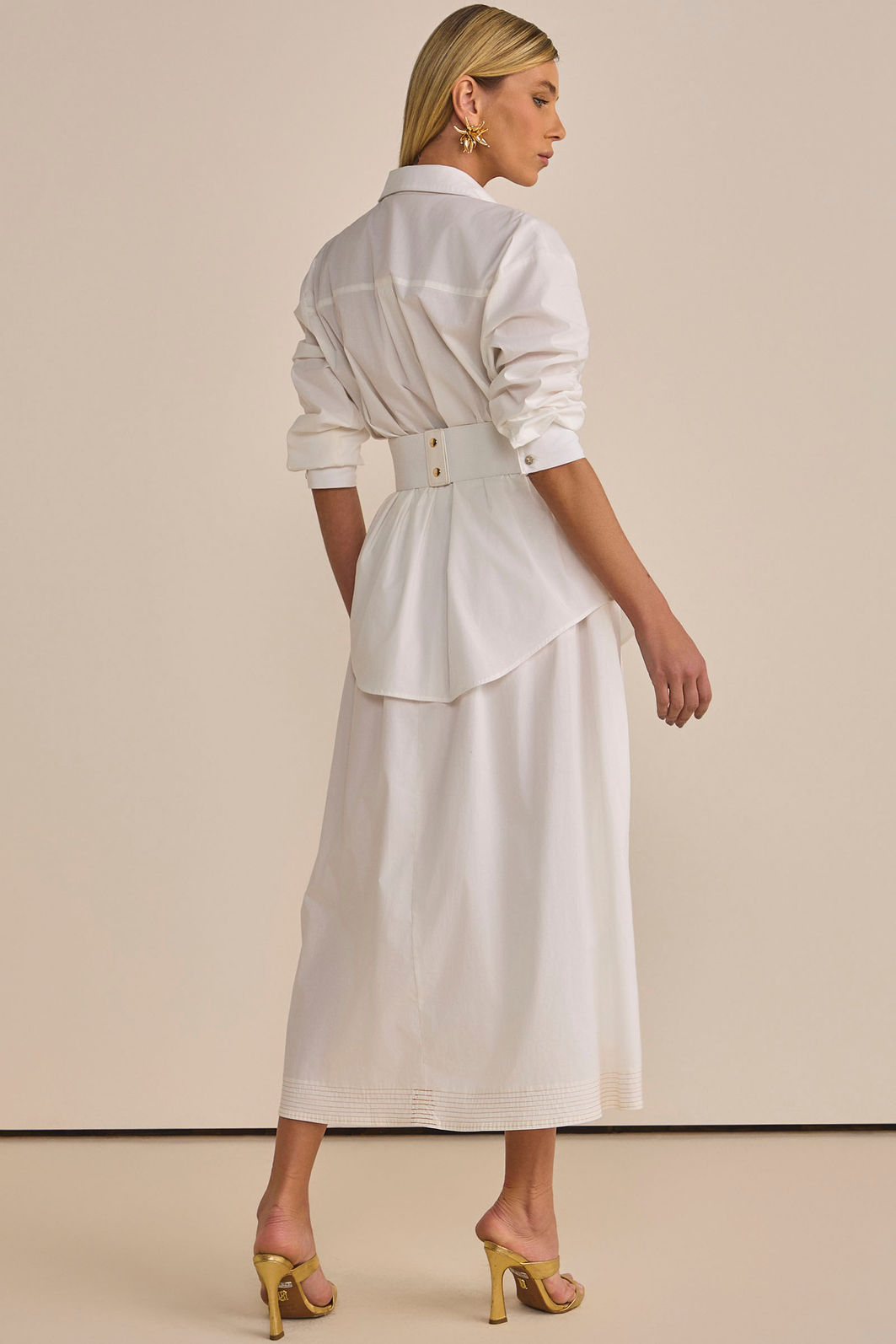 Saia maxi midi em tricoline com elastano com shorts forro em malha 90521 Linzzi