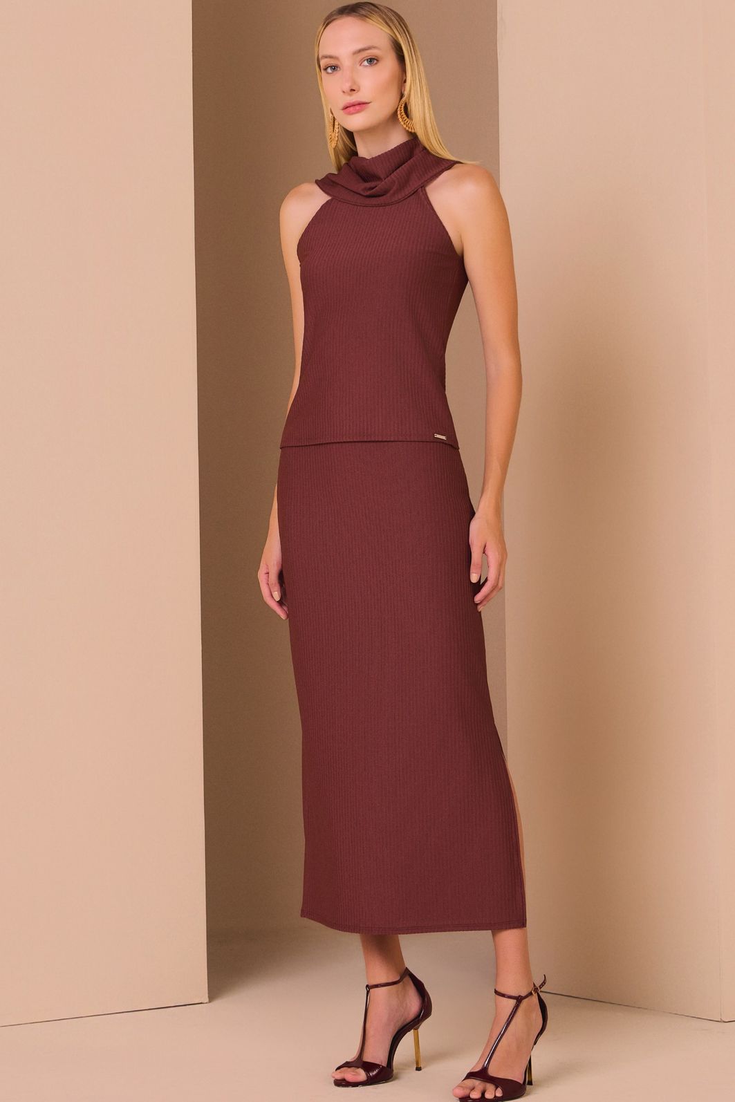 Saia maxi midi em malha texturizada premium com elastano 97731 Linzzi Saia maxi midi em malha texturizada premium com elastano 97731 Linzzi