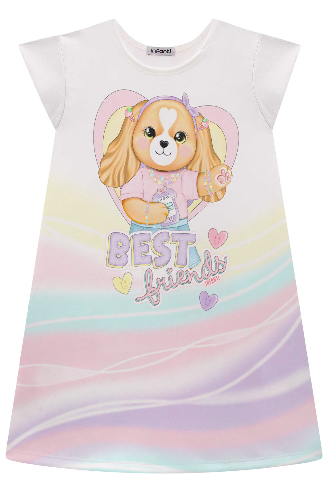 Vestido em fly tech 94458 Infanti Infantil Menina Vestido em fly tech 94458 Infanti Infantil Menina
