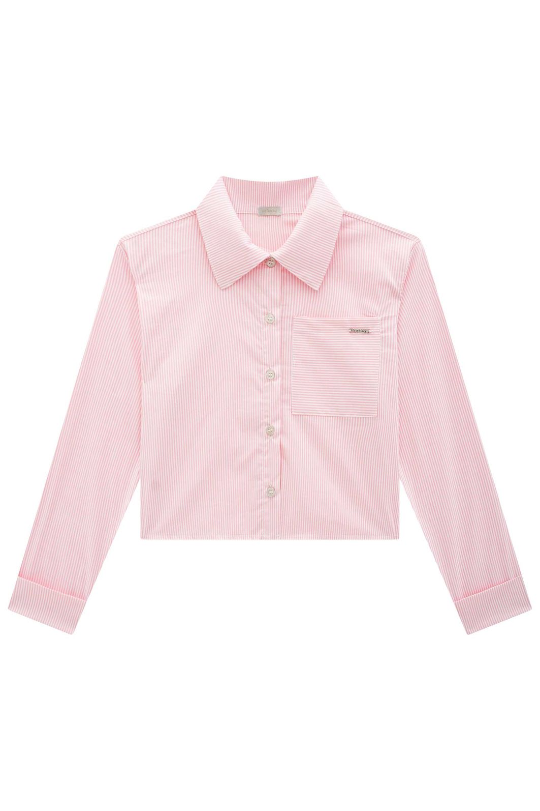 Camisa em tricoline fio tinto com elastano 94580 Vic Teen Menina Camisa em tricoline fio tinto com elastano 94580 Vic Teen Menina