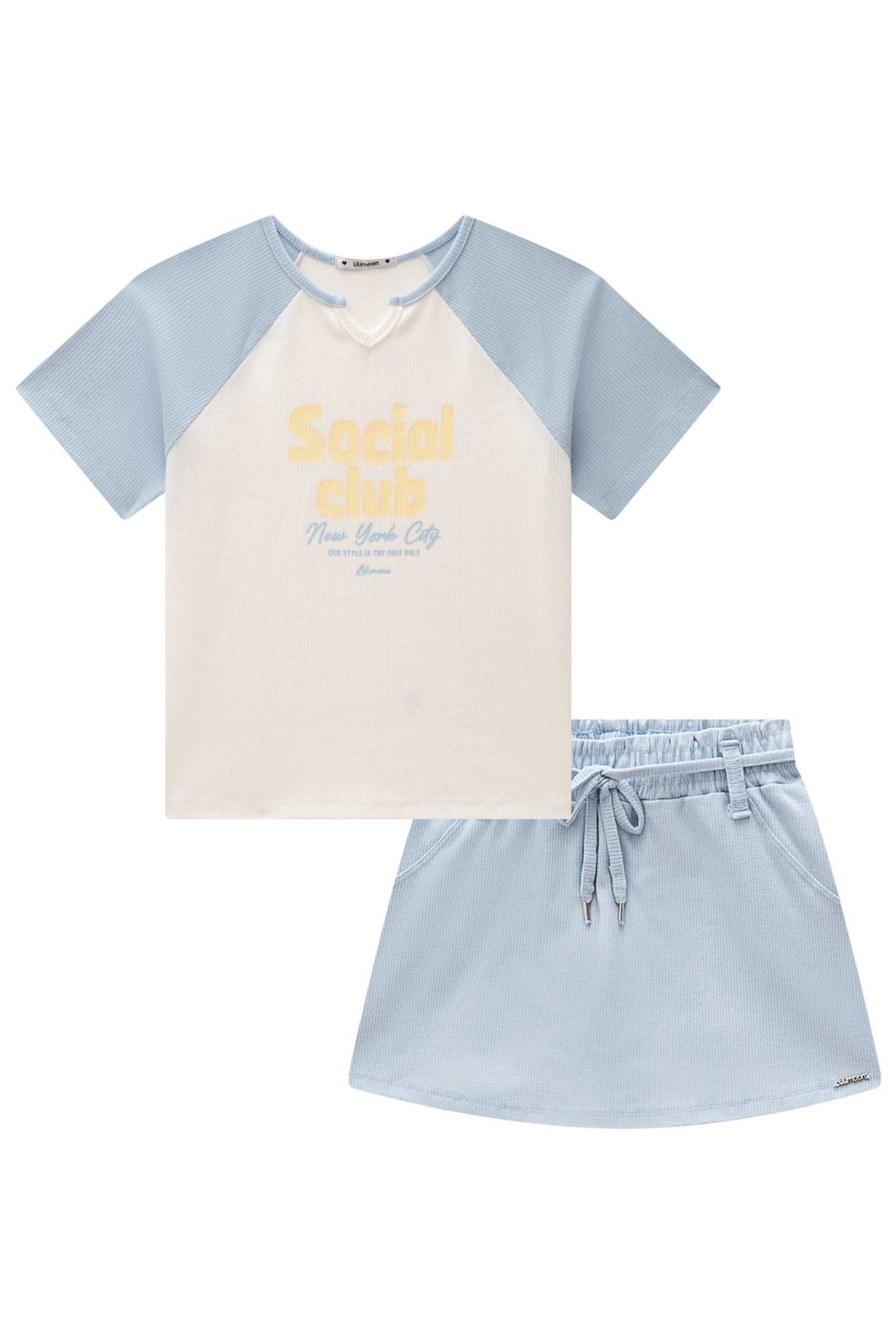 Conjunto de blusa e short saia em canelado liz 98953 Lilimoon Teen Menina Conjunto de blusa e short saia em canelado liz 98953 Lilimoon Teen Menina