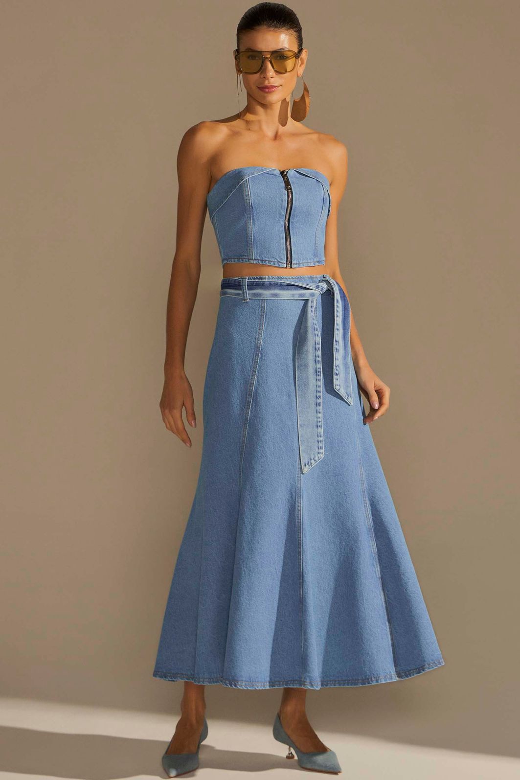 Saia maxi midi em denim 94988 Linzzi Saia maxi midi em denim 94988 Linzzi