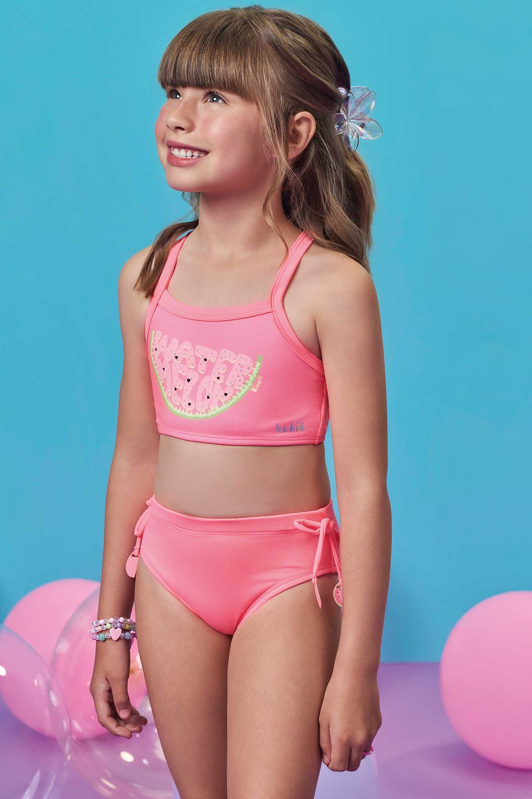 Biquíni em malha com proteção UV50+ 99504 Kukiê Infantil Menina Biquíni em malha com proteção UV50+ 99504 Kukiê Infantil Menina