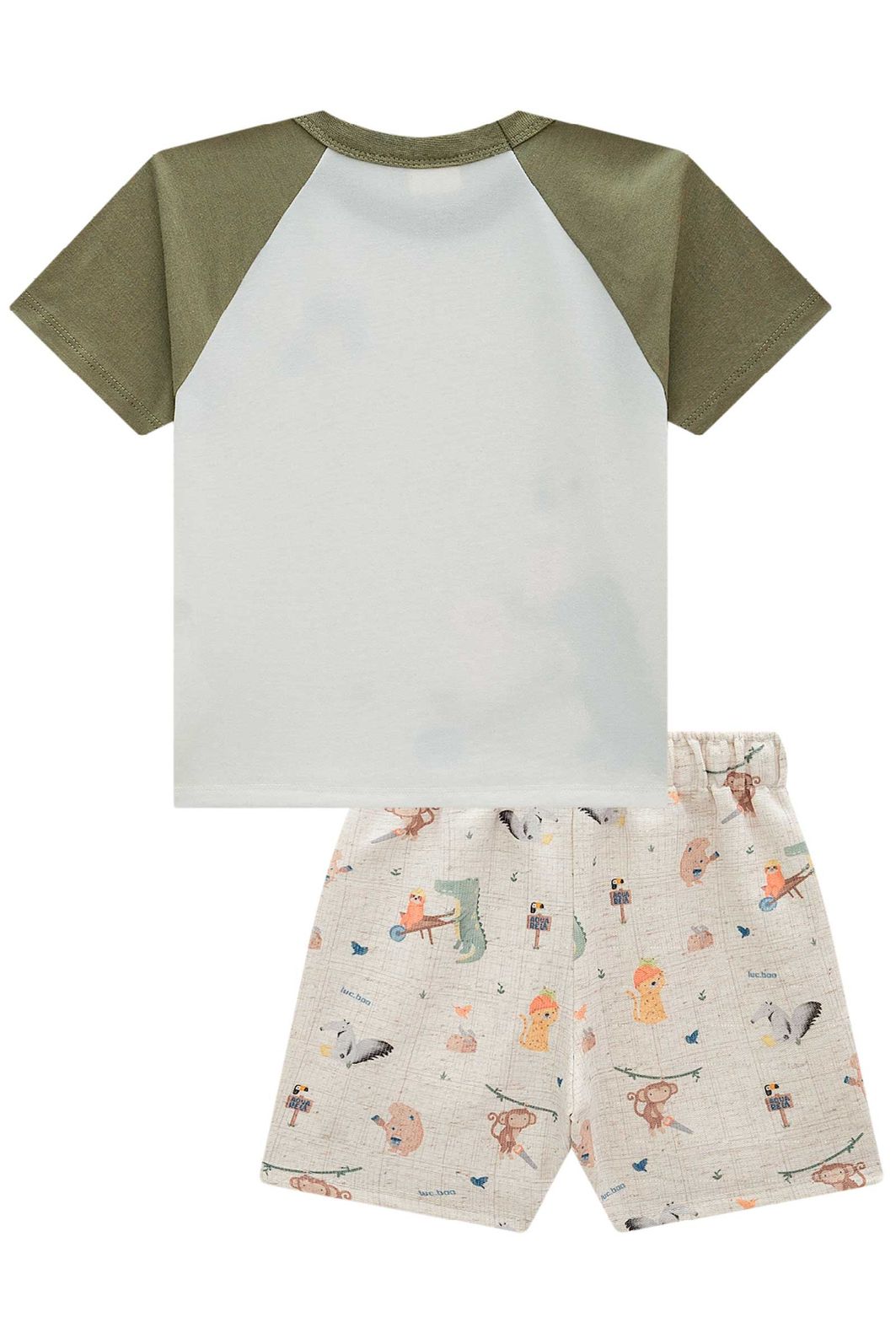 Conjunto de camiseta em malha fresh com elastano e bermuda em moletom linho sem pelúcia 98208 LucBoo Bebê Menino Conjunto de camiseta em malha fresh com elastano e bermuda em moletom linho sem pelúcia 98208 LucBoo Bebê Menino