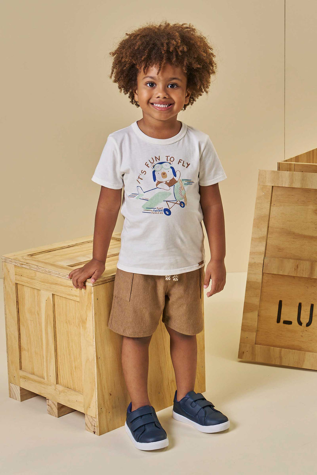 Conjunto de camiseta em meia malha e bermuda em cotton jeans com elastano 94553 LucBoo Infantil Menino Conjunto de camiseta em meia malha e bermuda em cotton jeans com elastano 94553 LucBoo Infantil Menino