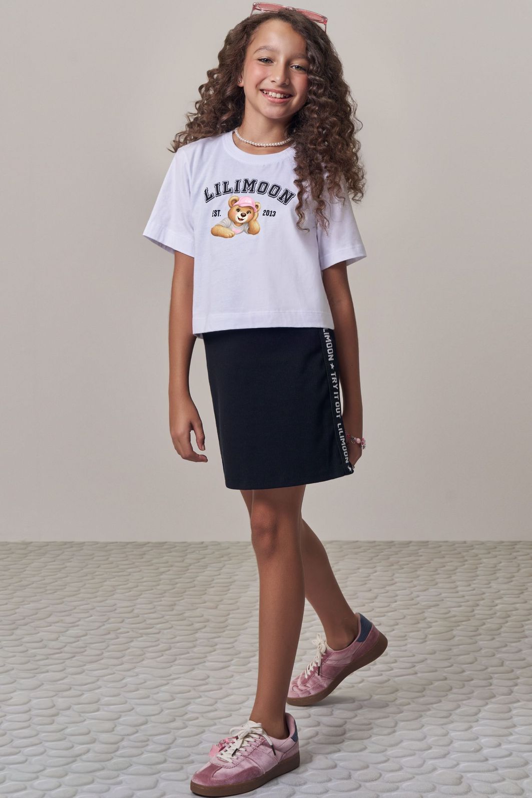 Vestido em canelado liz e blusa de sobreposição em meia malha 98203 Lilimoon Teen Menina Vestido em canelado liz e blusa de sobreposição em meia malha 98203 Lilimoon Teen Menina