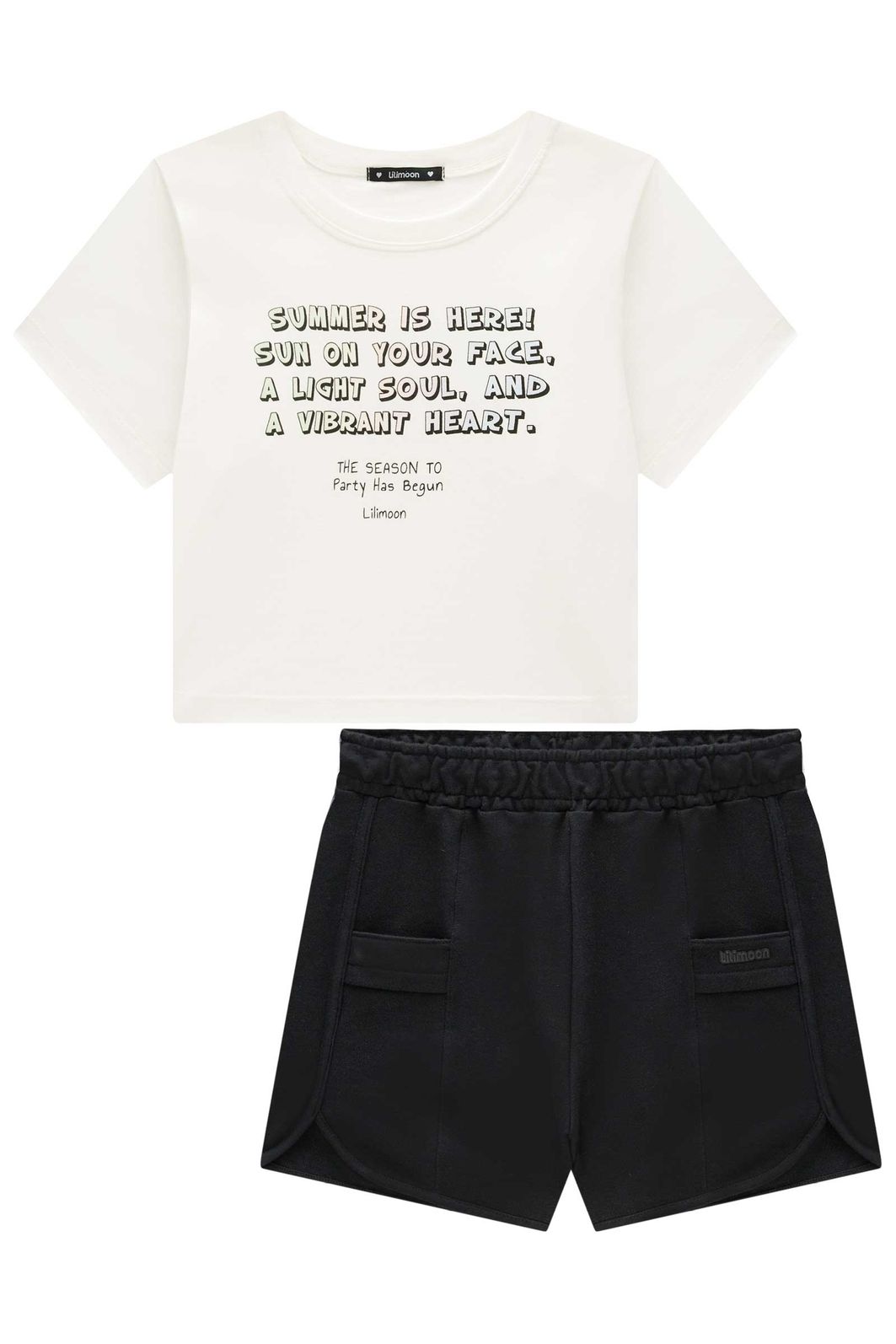 Conjunto de blusa em meia malha e shorts em moletom sem pelúcia 96291 Lilimoon Teen Menina Conjunto de blusa em meia malha e shorts em moletom sem pelúcia 96291 Lilimoon Teen Menina