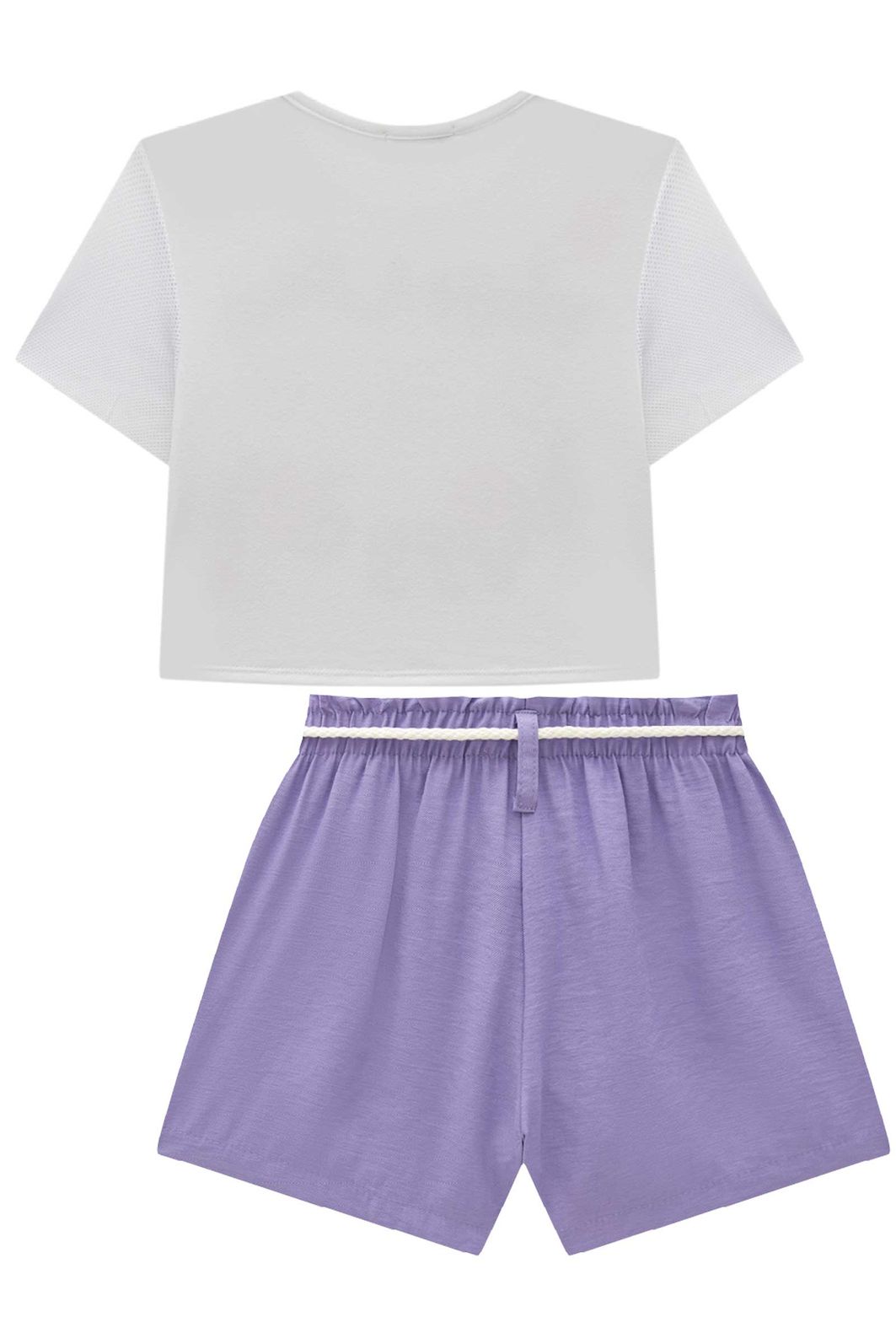 Conjunto de blusa em meia malha e tela e shorts em blend de viscose 93215 Infanti Infantil Menina Conjunto de blusa em meia malha e tela e shorts em blend de viscose 93215 Infanti Infantil Menina