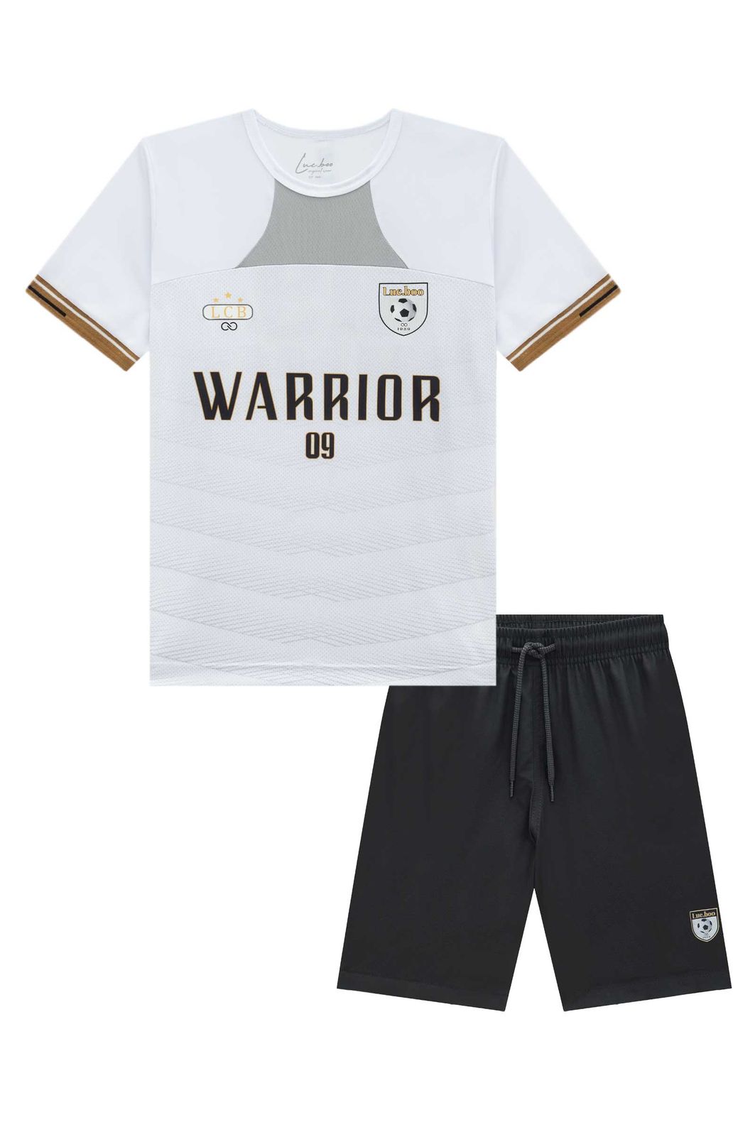 Conjunto de camiseta em malha dry sport e bermuda em nylon super soft com elastano 96733 LucBoo Infantil Menino
