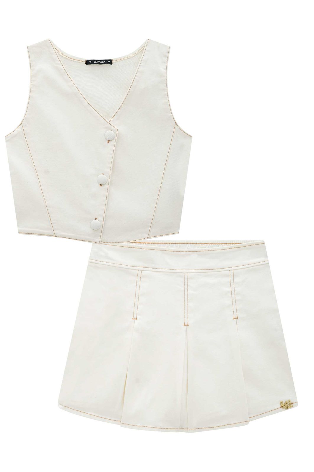 Conjunto de colete e short saia em sarja com elastano 95220 Lilimoon Teen Menina