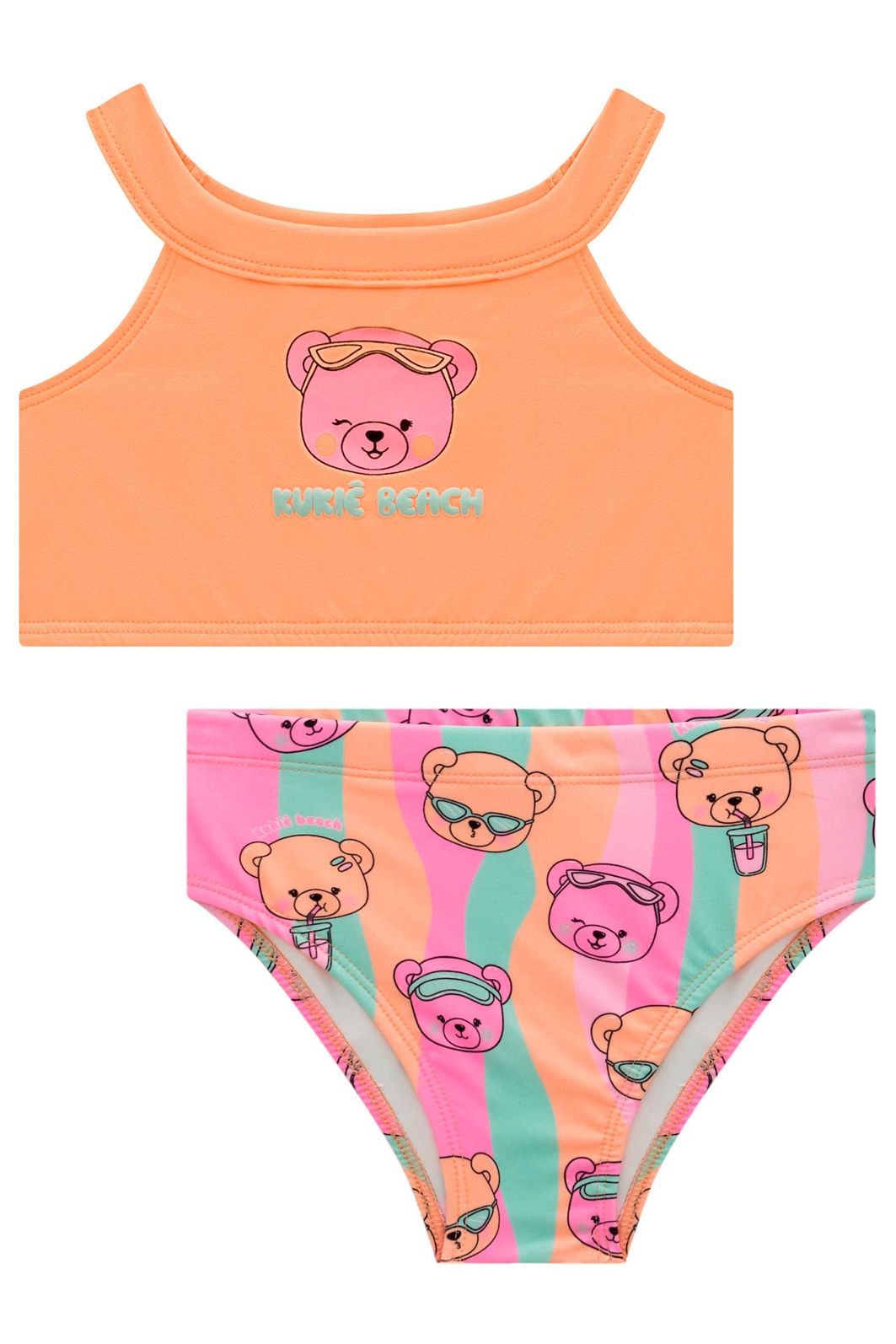 Biquíni em malha com proteção UV50+ 99283 Kukiê Infantil Menina Biquíni em malha com proteção UV50+ 99283 Kukiê Infantil Menina