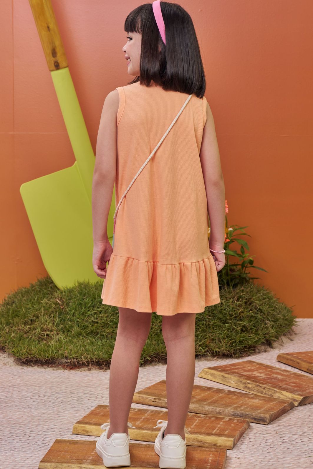 Vestido em canelado. (Acompanha bolsa) 98969 Kukiê Infantil Menina Vestido em canelado. (Acompanha bolsa) 98969 Kukiê Infantil Menina