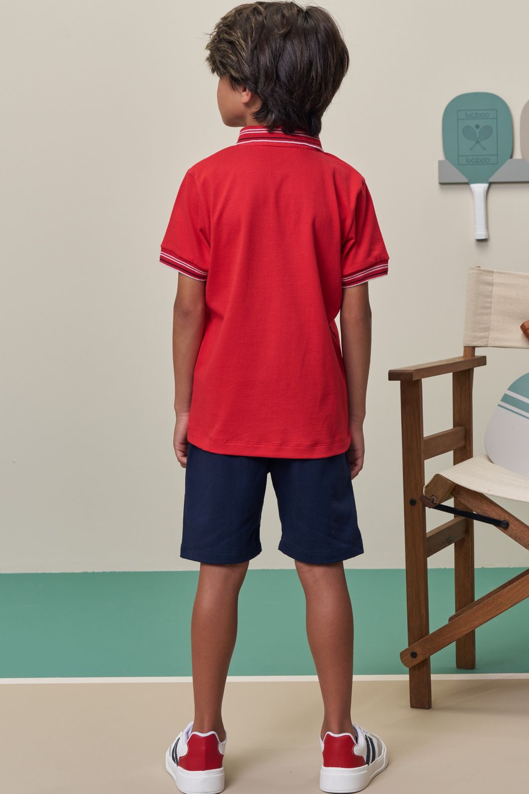 Conjunto de camisa polo em meia malha e bermuda em sarja girassol com elastano 98433 LucBoo Infantil Menino Conjunto de camisa polo em meia malha e bermuda em sarja girassol com elastano 98433 LucBoo Infantil Menino
