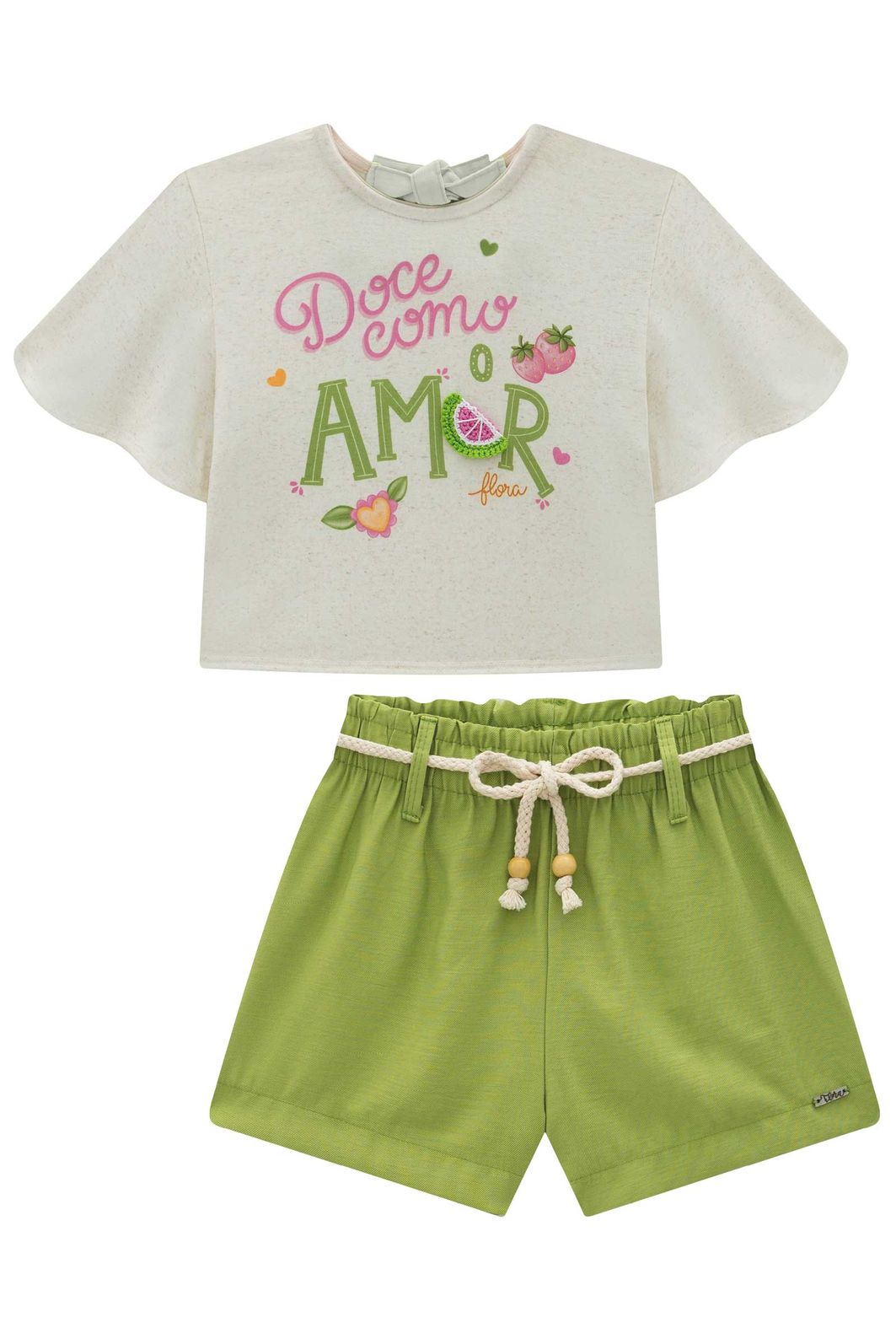 Conjunto de blusa em malha fresh com shorts em blend de viscose 93228 Infanti Infantil Menina Conjunto de blusa em malha fresh com shorts em blend de viscose 93228 Infanti Infantil Menina