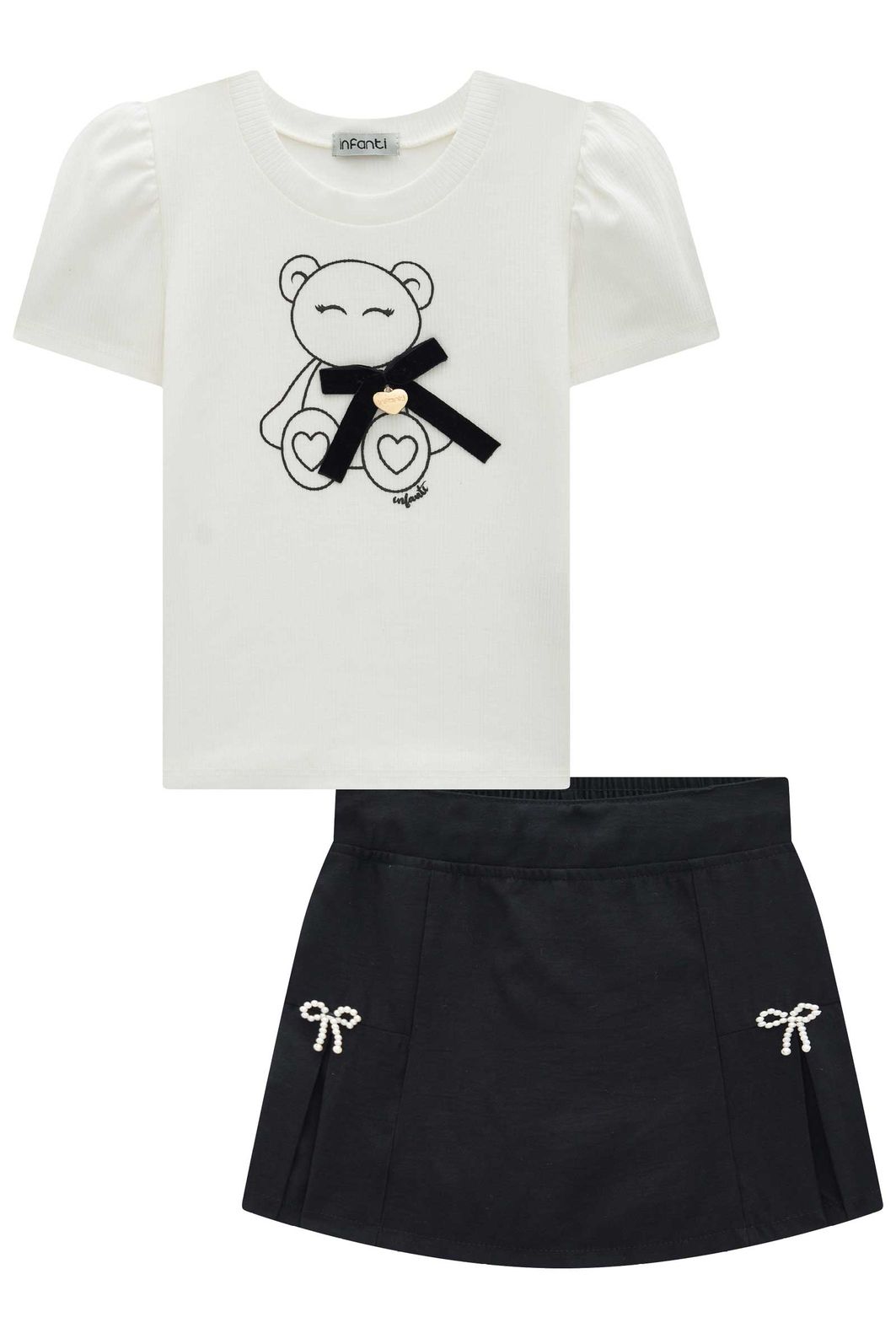 Conjunto de blusa em canelado liz e short saia em alfaiataria 97162 Infanti Infantil Menina Conjunto de blusa em canelado liz e short saia em alfaiataria 97162 Infanti Infantil Menina