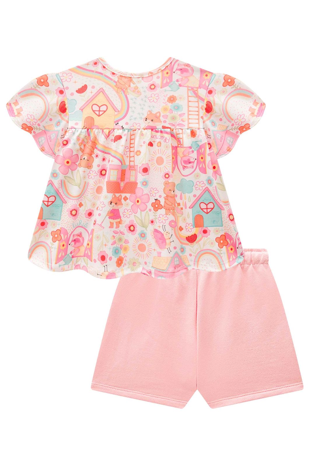 Conjunto de bata em malha fresh e shorts em moletom sem pelúcia 98066 Kukiê Infantil Menina Conjunto de bata em malha fresh e shorts em moletom sem pelúcia 98066 Kukiê Infantil Menina