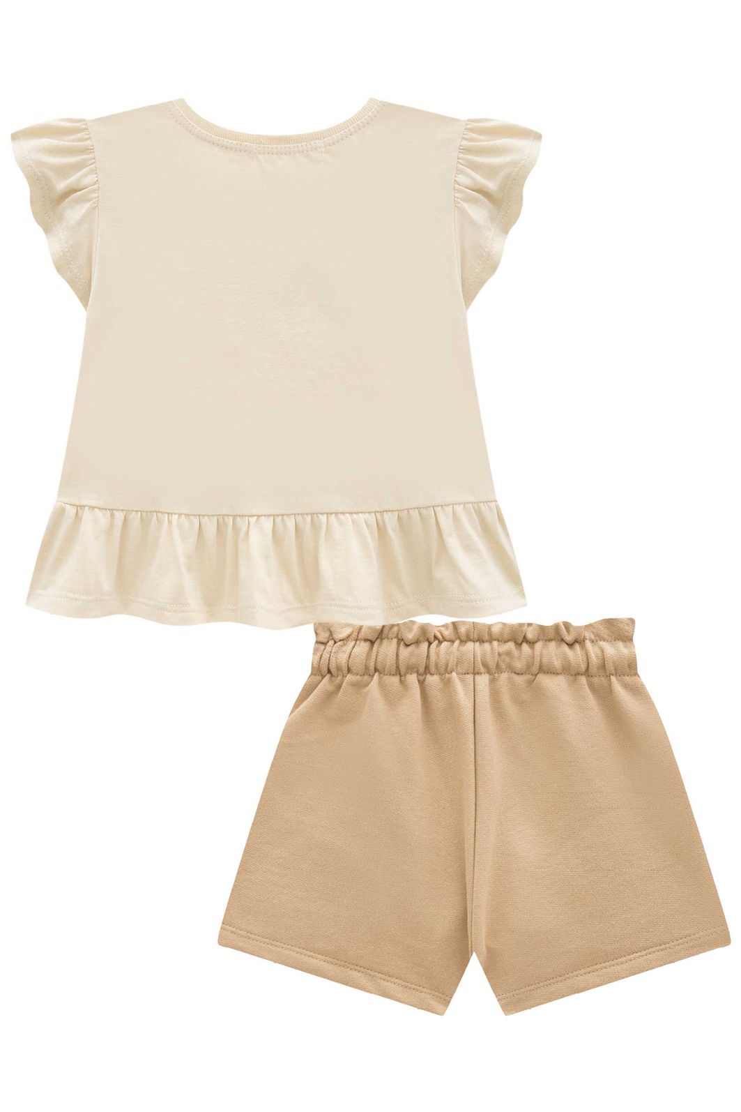 Conjunto de bata em meia malha com shorts em moletom sem pelúcia 94665 Infanti Infantil Menina Conjunto de bata em meia malha com shorts em moletom sem pelúcia 94665 Infanti Infantil Menina
