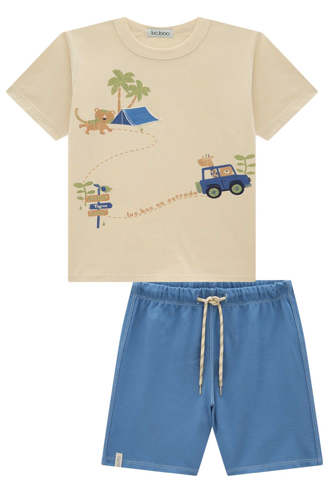 Conjunto de camiseta em meia malha e bermuda em malha alfaiataria com elastano 95052 LucBoo Infantil Menino Conjunto de camiseta em meia malha e bermuda em malha alfaiataria com elastano 95052 LucBoo Infantil Menino