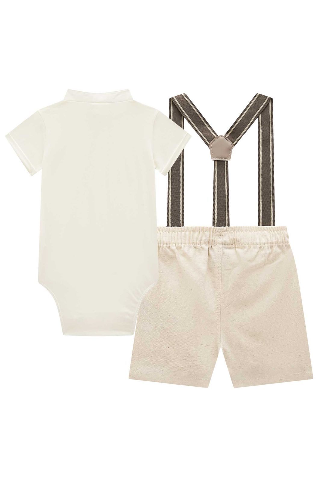 Conjunto de body em suedine e bermuda em linho santorine com elastano com suspensório 94841 Johnny Fox Bebê Menino Conjunto de body em suedine e bermuda em linho santorine com elastano com suspensório 94841 Johnny Fox Bebê Menino