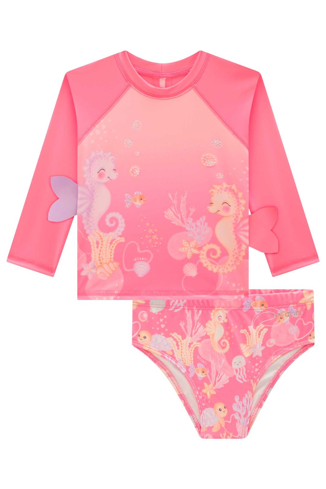 Conjunto de blusa e calcinha em malha UV dry com proteção UV 50+ 98426 Infanti Infantil Menina Conjunto de blusa e calcinha em malha UV dry com proteção UV 50+ 98426 Infanti Infantil Menina
