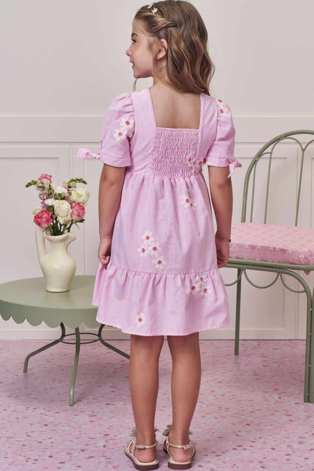 Vestido em tricoline bordado flores 98777 Infanti Infantil Menina Vestido em tricoline bordado flores 98777 Infanti Infantil Menina