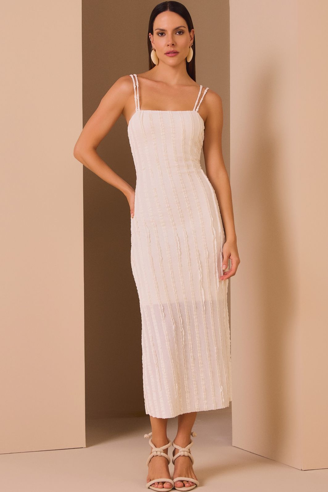 Vestido maxi midi em malha texturizada com elastano 97876 Linzzi Vestido maxi midi em malha texturizada com elastano 97876 Linzzi