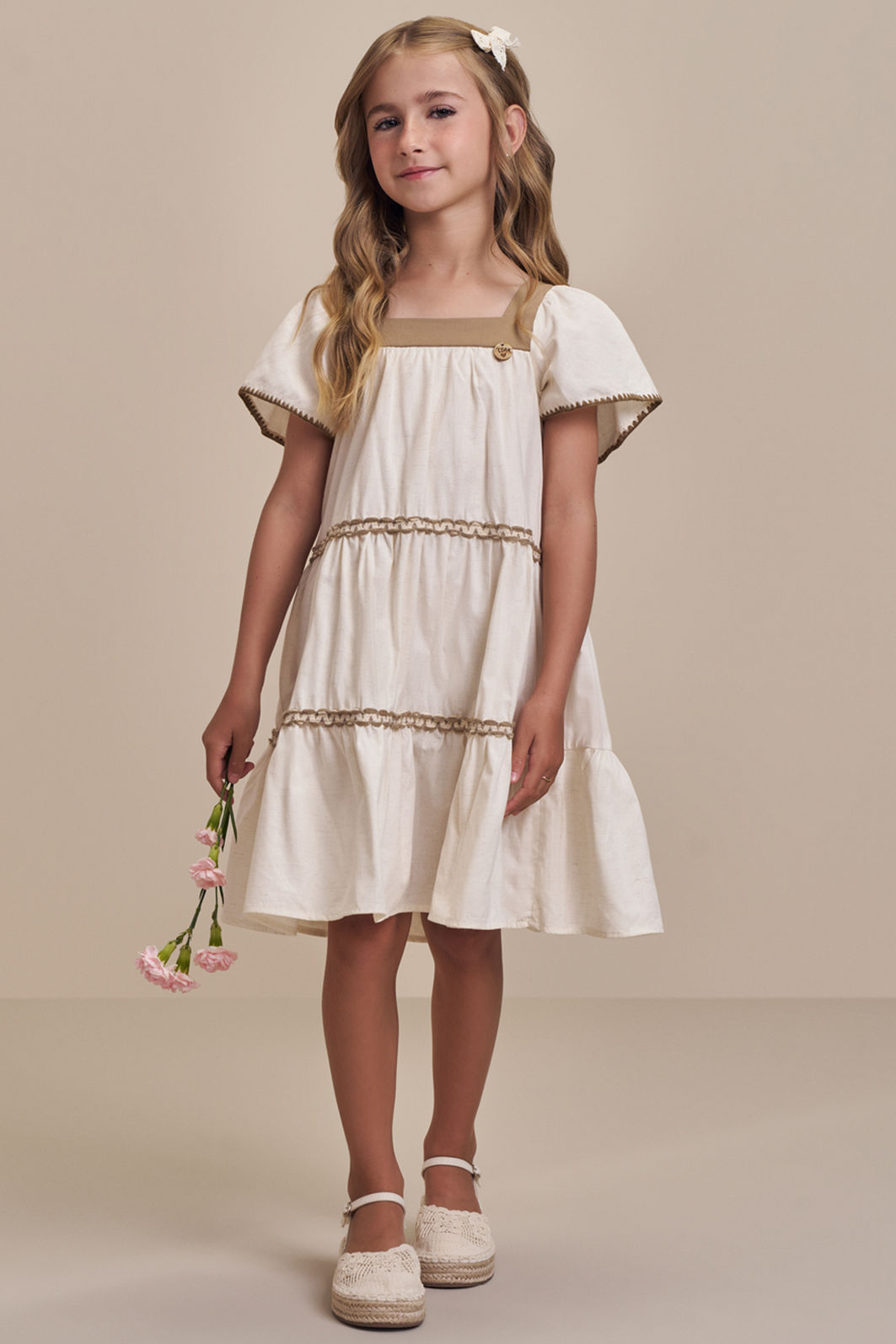 Vestido em linho deluxe 98882 Infanti Infantil Menina Vestido em linho deluxe 98882 Infanti Infantil Menina