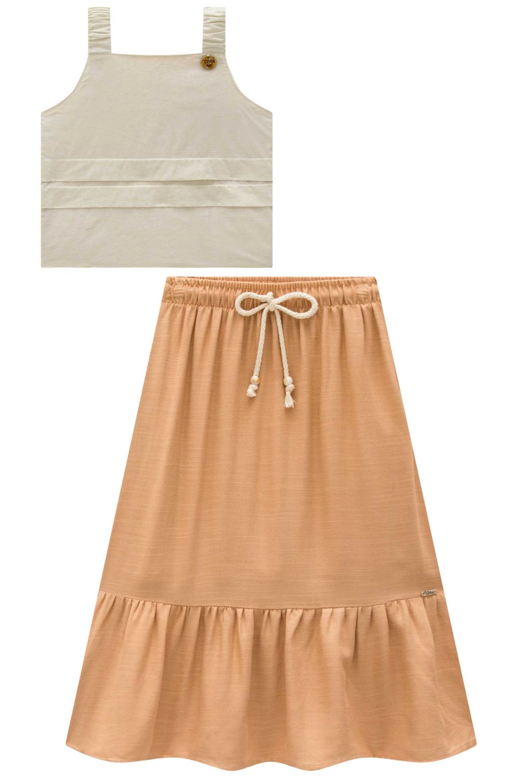 Conjunto de blusa em linho deluxe com saia midi em viscose 99162 Infanti Infantil Menina Conjunto de blusa em linho deluxe com saia midi em viscose 99162 Infanti Infantil Menina