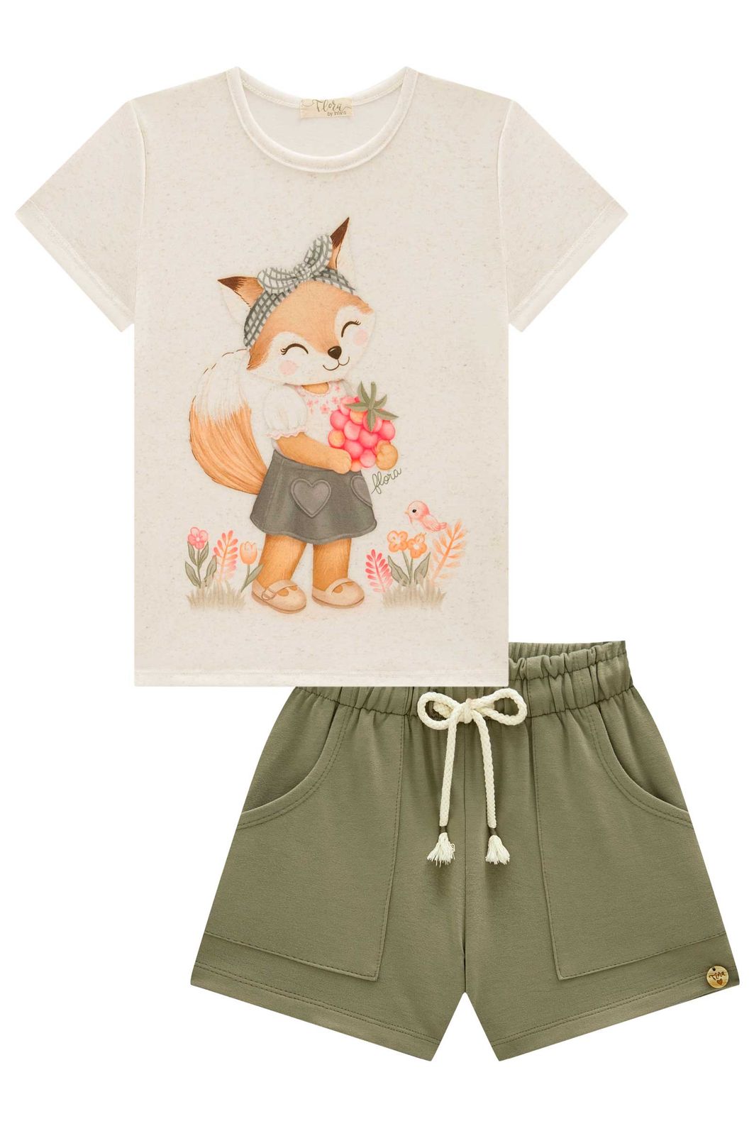 Conjunto de blusa em malha fresh com shorts em molevisco 99142 Infanti Infantil Menina