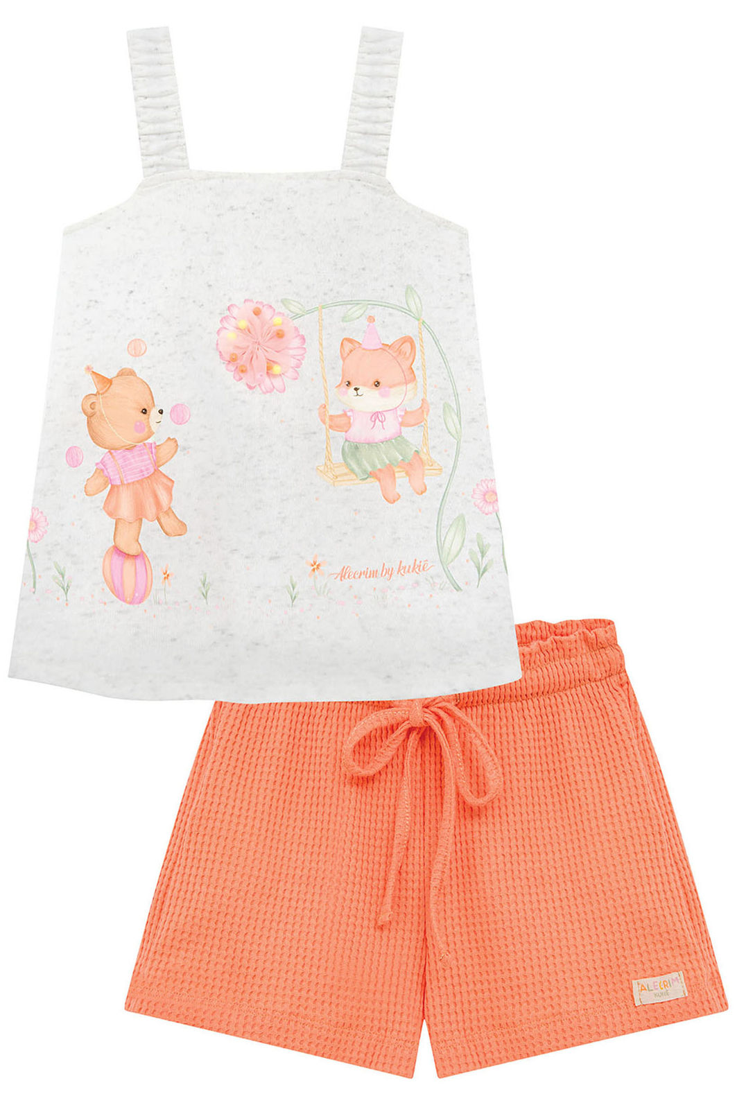 Conjunto de bata em malha fresh e shorts em malha big waffle 96033 Kukiê Infantil Menina Conjunto de bata em malha fresh e shorts em malha big waffle 96033 Kukiê Infantil Menina