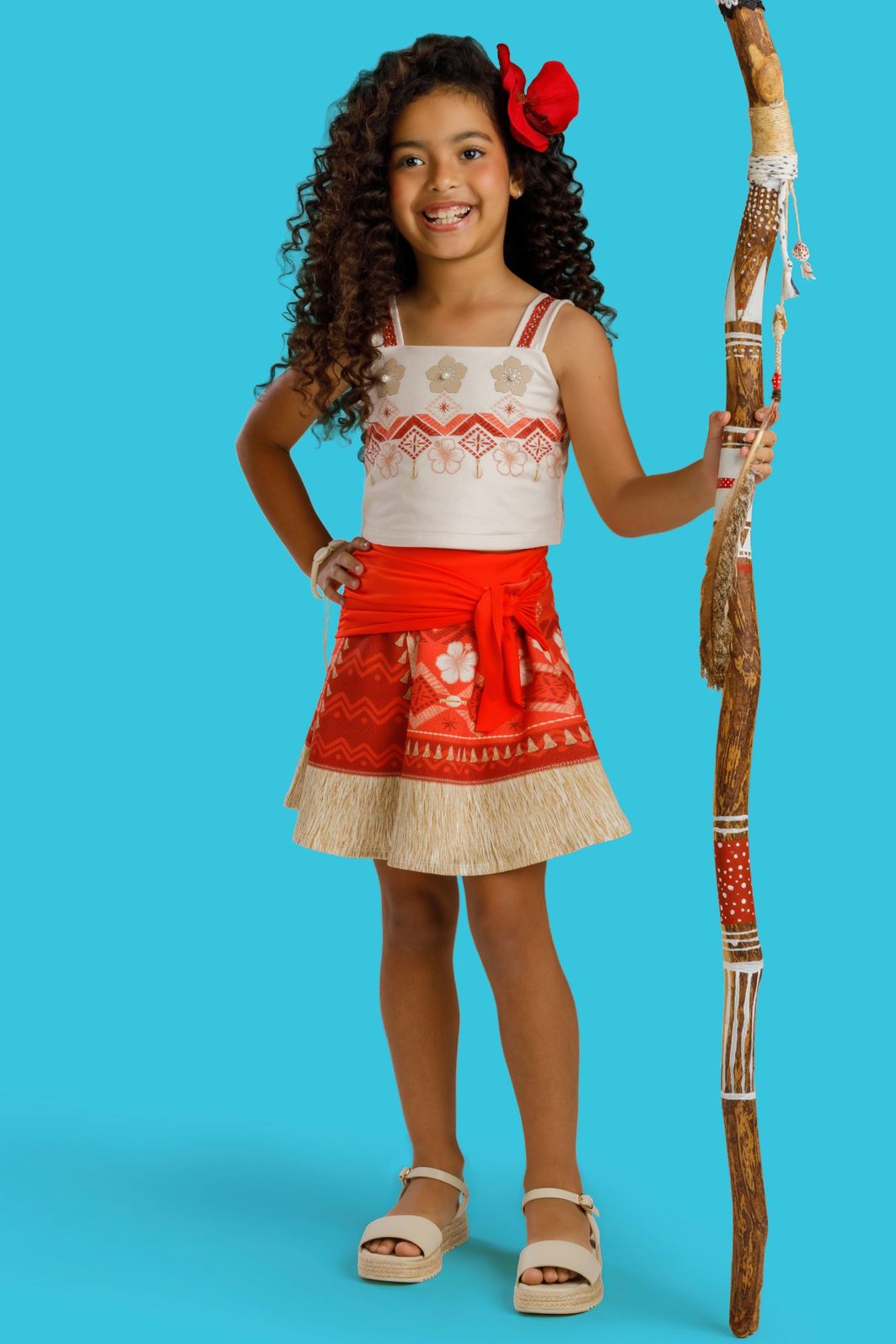 Fantasia de Havaiana (Cropped em malha uv e saia em fly tech com shorts embutido) 97604 Kukiê Infantil Menina Fantasia de Havaiana (Cropped em malha uv e saia em fly tech com shorts embutido) 97604 Kukiê Infantil Menina