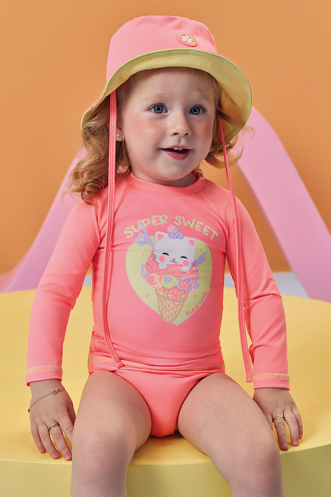 Trio de blusa, calcinha e chapéu com proteção UV50+ 96252 Kukiê Bebê Menina Trio de blusa, calcinha e chapéu com proteção UV50+ 96252 Kukiê Bebê Menina