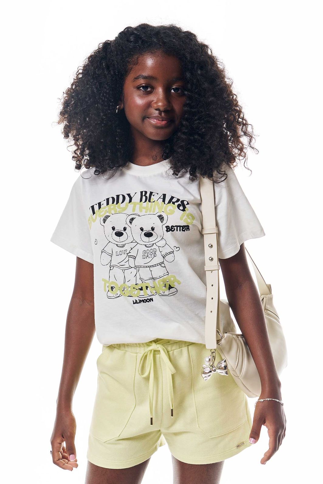 Conjunto de blusa comfy em meia malha e shorts em moletom sem pelúcia 92751 Lilimoon Teen Menina